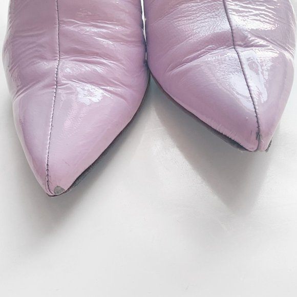 *SOLD* Tibi Jase Crinkled Patent Leather Lavender Purple Kitten Heel Mule - Picture 7 of 9